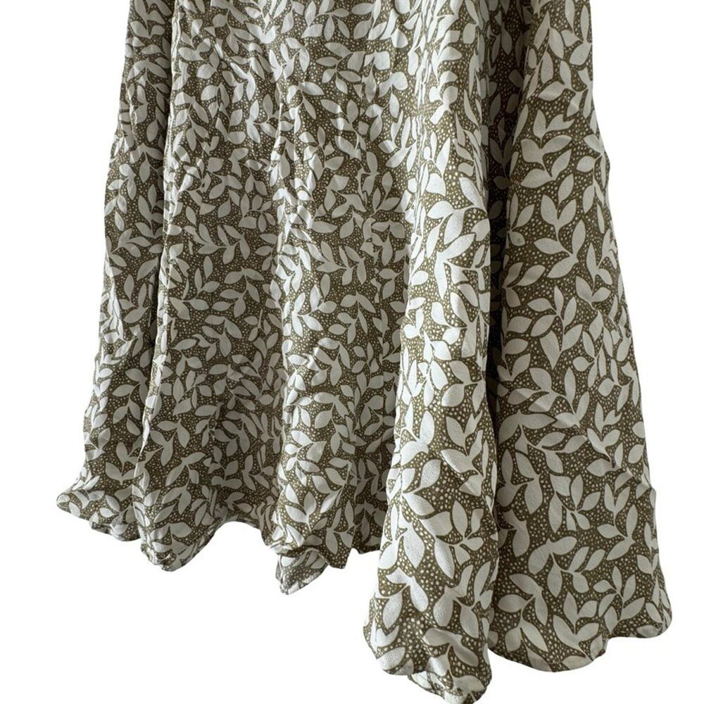 Casual Studio Midi Rayon Sage Green White Floral Side Zip Midi Skirt 90s sz S - Picture 5 of 16